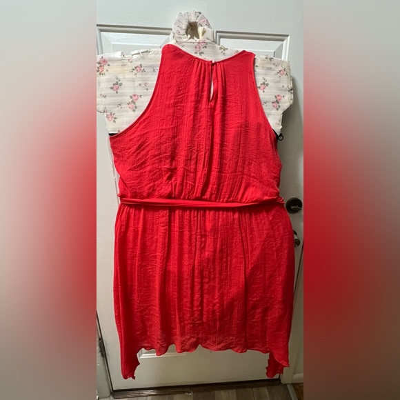 Mlle Gabrielle  3X red halter belted asymmetrical dress - Picture 4 of 16